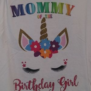 'Mommy of the Birthday Girl' Unicorn Shirt L n Leggings OSFM